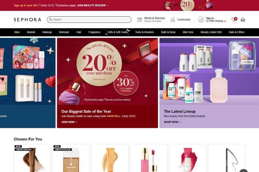 Disponibile la Sephora