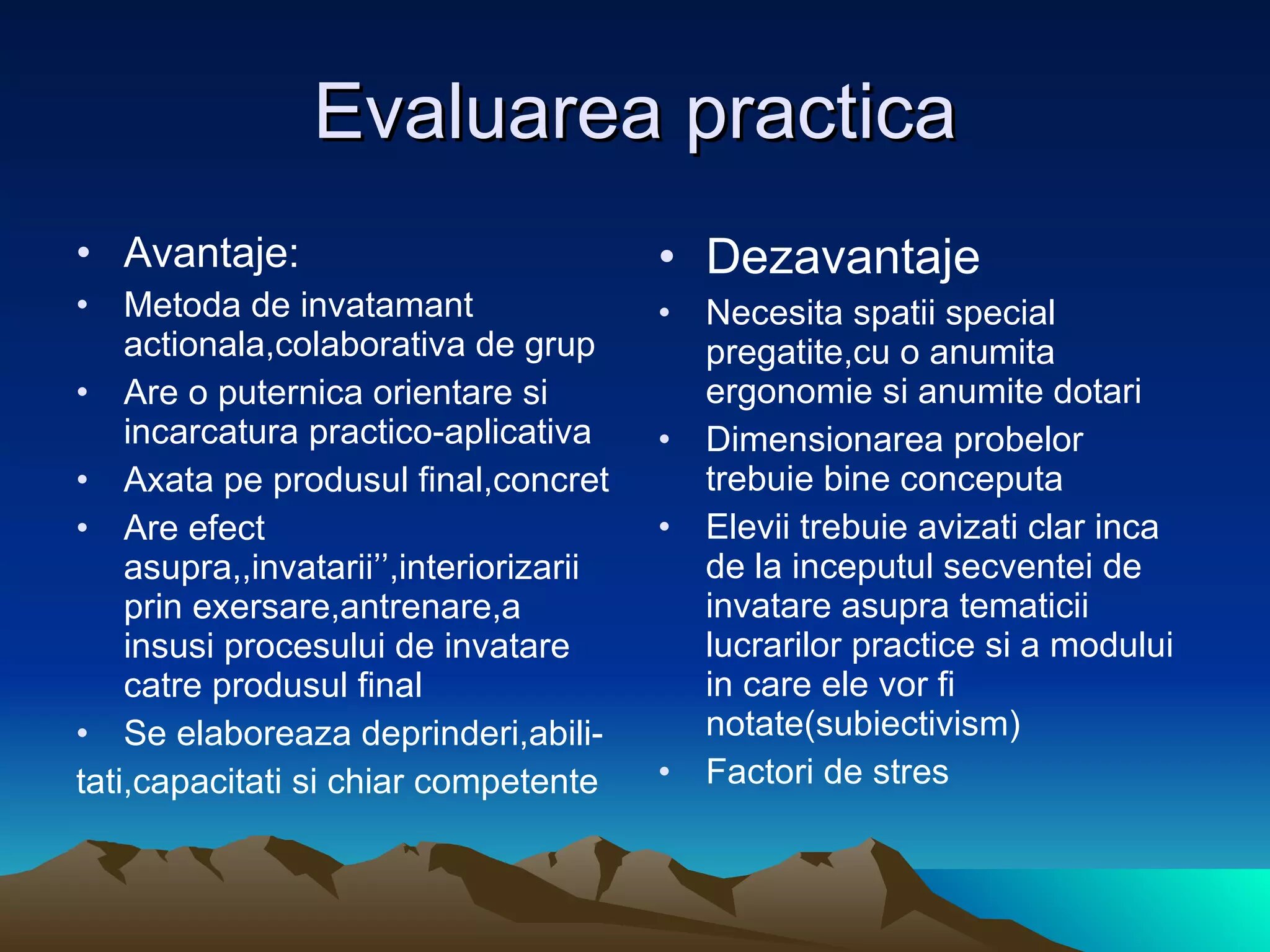 Evaluare la salon