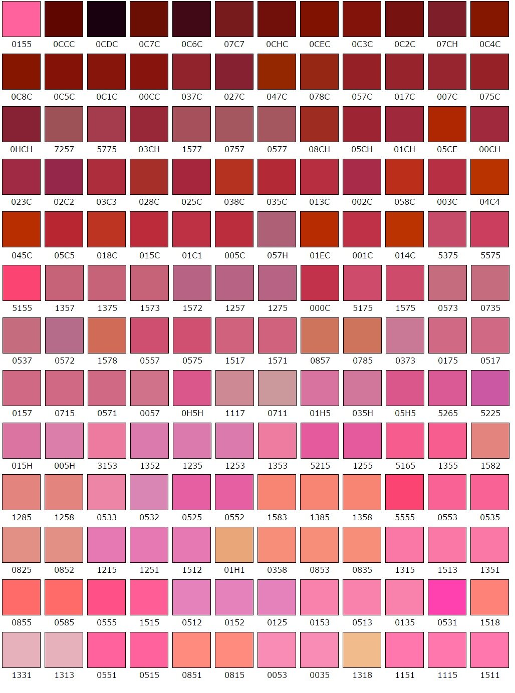 Gamă de culori, inclusiv roz strălucitor și Rosé Gloss