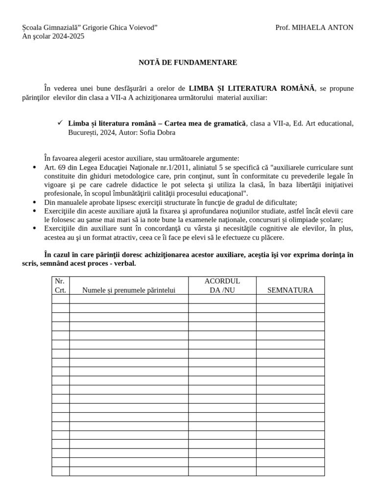 Note de bază