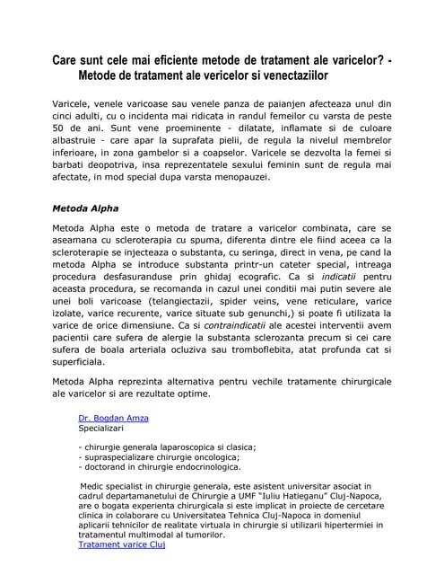 Reducerea aspectului varicelor și a disconfortului