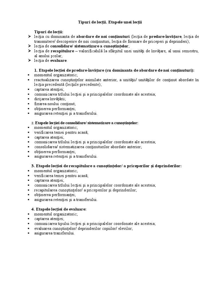 Secțiuni și etape